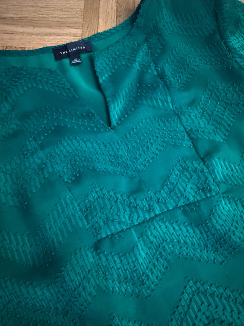 The Limited Chevron Textured Long-Sleeve Blouse Emerald Green - Women’s Size XS